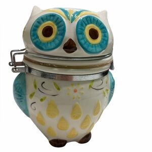 Boston Warehouse Hinged Jar with Floral Owl Design Airtight Canister Cookie Jar